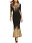 cheap Maxi Dresses-Women&#039;s Flapper Dress Long Sleeve The Great Gatsby Color Block Glitter Plus Size 1920s Sexy Slim White Black Silver S M L XL XXL 3XL 4XL / Maxi