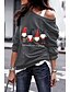 ieftine Bluze mărime mare-Pentru femei Zilnic Tricou Desene Animate Manșon Lung Topuri Alb Negru Roșu Vin