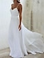 זול שמלות כלה-חוף ים / יעד סקסי בוהו שמלות חתונה גזרת A לב (סוויטהארט) תחתונית כתפיות ספגטי שובל סוויפ \ בראש שיפון שמלות כלה עם קפלים אפליקציות 2024