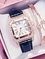 billige Kvartsklokker-quartz klokker for kvinner kvinner analog diamant klokke stjerneklar firkantet urskive armbånd sett dame skinn armbåndsur kvinne klokke