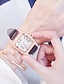 זול שעוני קוורץ-שעוני קוורץ לנשים שעון יהלום אנלוגי שעון כוכבי חוגה מרובעת סט צמיד רצועת עור לנשים שעון יד נשי