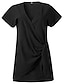 cheap Women&#039;s Dresses-Women&#039;s Chiffon Dress Short Mini Dress - Short Sleeve Solid Colored Patchwork V Neck Elegant White Black Blue Navy Blue S L XL