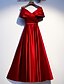 cheap Evening Dresses-A-Line Elegant Formal Evening Dress Spaghetti Strap Short Sleeve Floor Length Satin with Ruched 2020