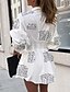 cheap Women&#039;s Dresses-Women&#039;s A Line Dress White Long Sleeve Letter Shirt Collar Elegant S M L XL / Mini