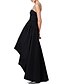cheap Prom Dresses-A-Line Luxurious Prom Formal Evening Dress Illusion Neck Sleeveless Asymmetrical Satin with Pleats Beading 2021