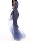 Χαμηλού Κόστους Φορέματα ειδικών περιστάσεων-Ίσια Γραμμή Πολυτελές Party Wear Επίσημο Βραδινό Φόρεμα Λαιμόκοψη V Μακρυμάνικο Μακρύ Δαντέλα με Βολάν Εισαγωγή δαντέλας 2020