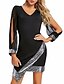 cheap Party Dresses-Women&#039;s Sheath Dress Short Mini Dress Wine Black Red Long Sleeve Solid Color Color Block Sequins Cut Out Glitter V Neck Hot Sexy Going out S M L XL XXL