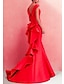 זול שמלות ערב-בתולת ים יפה גב אדום ירוק שמלת ערב רשמית שמלת ערב מחוץ לכתף שרוולים קצרים באורך רצפת סאטן עם סלסולים וילונות 2024