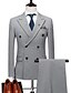 cheap Suits-Black Light Grey Men&#039;s Valentine&#039;s Day Suits Solid Colored 3 Piece Tailored Fit Double Breasted Two-buttons 2024