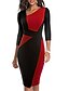 cheap Women&#039;s Dresses-Women&#039;s Bodycon Knee Length Dress 3/4 Length Sleeve Color Block Patchwork Elegant Sophisticated Cotton White Blue Red S M L XL XXL