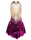 abordables Robes de Patinage Artistique-Robe de Patinage Artistique Femme Fille Patinage Robes Tenue Violet Blanc / Blanc Jaune et jaune Dos ouvert Spandex Micro-élastique Entraînement Tenue de Patinage Classique Cristal / Stras Sans