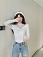cheap Plus Size Tops-Women&#039;s T shirt Solid Colored Long Sleeve Daily Tops White