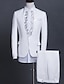 baratos Tuxedo Suits-Preto branco vermelho masculino festa de formatura ternos estampados 2 peças sob medida ajuste único breasted um botão 2024