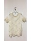 cheap Plus Size Tops-Women&#039;s Blouse Solid Colored Plus Size Round Neck Daily Weekend Lace Short Sleeve Tops Light Purple Green Purple