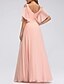 cheap Bridesmaid Dresses-A-Line Bridesmaid Dress V Neck Short Sleeve Elegant Floor Length Chiffon with Pleats 2022