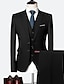 billiga Kostymer-blå svart elfenben bröllopsdräkter för män affärsklänning i brittisk stil arbetskläder enfärgade 3-delad skräddarsydd passform enkelknäppta tvåknappar 2024