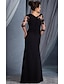 billiga Aftonklänningar-fodral svart klänning aftonklänning elegant klänning formell kväll golvlängd halvärm juvelhals höst bröllop gäst spets med applikationer 2024