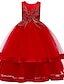 tanie Sukienki imprezowe-Dziewczyny &#039; Bez rękawów Kwiaty Solidne kolory Grafika drukowana 3D Sukienki Aktywny Śłodkie Maxi Poliester Sukienka Dzieci Regularny Siateczka Haft Koraliki