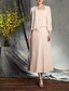 cheap Mother of Bride Dresses with Jacket-A-Line Mother of the Bride Dress Spaghetti Strap Tea Length Chiffon 3/4 Length Sleeve Wrap Included with Ruching 2023