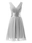 cheap Bridesmaid Dresses-A-Line Bridesmaid Dress V Neck Sleeveless Elegant Short / Mini Polyester with Ruching 2022
