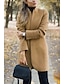 cheap Women&#039;s Coats &amp; Trench Coats-Women&#039;s Stand Collar Coat Long Solid Colored Daily Wine Khaki Gray S M L XL