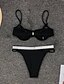 abordables Traje de baño de mujer-Mujer Bañadores Bikini Talla EU / US Traje de baño Bloque de color Negro Aro Trajes de baño