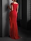 cheap Evening Dresses-Sheath Party Dress Evening Gown Sexy Dress Formal Evening Sweep / Brush Train Short Sleeve V Neck Fall Wedding Guest Jersey with Draping 2024