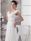 cheap Wedding Dresses-Wedding Dresses A-Line V Neck Spaghetti Strap Court Train Chiffon Bridal Gowns With Ruched Beading 2024