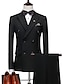 cheap Suits-Black Light Grey Men&#039;s Valentine&#039;s Day Suits Solid Colored 3 Piece Tailored Fit Double Breasted Two-buttons 2024
