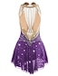abordables Robes de Patinage Artistique-Robe de Patinage Artistique Femme Fille Patinage Robes Tenue Violet Blanc / Blanc Jaune et jaune Dos ouvert Spandex Micro-élastique Entraînement Tenue de Patinage Classique Cristal / Stras Sans