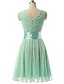 cheap Bridesmaid Dresses-A-Line Bridesmaid Dress V Neck Sleeveless Elegant Short / Mini Polyester with Ruching 2022