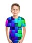 cheap Tees &amp; Shirts-Kids Boys&#039; Active Streetwear Geometric 3D Patchwork Print Short Sleeve Tee Rainbow