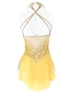 Χαμηλού Κόστους Καλλιτεχνικό πατινάζ-Φόρεμα για φιγούρες πατινάζ Γυναικεία Κοριτσίστικα Patinaj Φορέματα Σύνολα Ανοικτό Βυσσινί Ροζ Γιαν Κίτρινο Κίτρινο &amp; Άνοιγμα πίσω Σπαντέξ Μικροελαστικό Εκπαίδευση Ενδυμασία πατινάζ Χειροποίητο