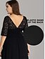 cheap Wedding Guest Dresses-A-Line Plus Size Wedding Guest Formal Evening Valentine&#039;s Day Dress Illusion Neck Half Sleeve Floor Length Nylon with Sash / Ribbon Lace Insert 2022