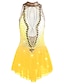 abordables Robes de Patinage Artistique-Robe de Patinage Artistique Femme Fille Patinage Robes Tenue Violet Blanc / Blanc Jaune et jaune Dos ouvert Spandex Micro-élastique Entraînement Tenue de Patinage Classique Cristal / Stras Sans