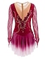 cheap Ice Skating Dresses , Pants &amp; Jackets-Figure Skating Dress Women&#039;s Girls&#039; Ice Skating Dress Outfits Dark red Violet Light Sky Blue Flower Halo Dyeing Spandex High Elasticity Competition Skating Wear Thermal Warm Handmade Classic Fashion