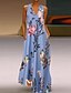 cheap Print Dresses-Women&#039;s Long Dress Maxi Dress Blue Yellow White Sleeveless Floral Print Spring Summer V Neck Hot 2023 S M L XL XXL 3XL 4XL 5XL