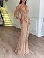 cheap Women&#039;s Dresses-Women&#039;s Sheath Dress Long Sleeve Solid Colored Deep V Elegant Slim Beige S M L XL / Maxi