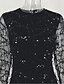 Недорогие Vestidos de Festa-Women&#039;s Sheath Dress Short Mini Dress - Long Sleeve Solid Color Paisley Sequins Glitter Crew Neck Sexy Black S M L XL