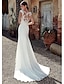 cheap Wedding Dresses-Garden / Outdoor A-Line Wedding Dresses Court Train Romantic Sexy Cap Sleeve Bateau Neck Satin With Appliques 2023 Bridal Gowns / See-Through