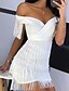 cheap Women&#039;s Dresses-Women&#039;s Shift Dress - Short Sleeve Solid Colored Off Shoulder White S M L XL