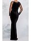 cheap Evening Dresses-Sheath / Column Sparkle Wedding Guest Formal Evening Dress Jewel Neck Long Sleeve Floor Length Tulle with Crystals Sequin 2022