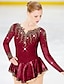 abordables Tenues de patinage artistique-Robe de Patinage Artistique Femme Fille Patinage Robes Tenue Rose clair Rouge Foncé Vieux rose Fleur Spandex Haute élasticité Compétition Tenue de Patinage Fait à la main A Bijoux Strass manche longue