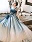 cheap Prom Dresses-A-Line Elegant Turquoise / Teal Prom Formal Evening Dress Strapless Sleeveless Floor Length Tulle with Beading Appliques 2020