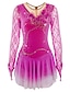 cheap Ice Skating Dresses , Pants &amp; Jackets-Figure Skating Dress Women&#039;s Girls&#039; Ice Skating Dress Outfits Dark red Violet Light Sky Blue Flower Halo Dyeing Spandex High Elasticity Competition Skating Wear Thermal Warm Handmade Classic Fashion