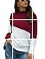 cheap Sweaters &amp; Cardigans-Women&#039;s Color Block Pullover Long Sleeve Sweater Cardigans Turtleneck Wine Khaki Light gray