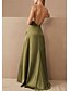 cheap Bridesmaid Dresses-A-Line Spaghetti Strap Floor Length Satin Bridesmaid Dress with Split Front / Ruching / Open Back