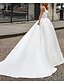 cheap Wedding Dresses-Hall Formal Wedding Dresses A-Line Sweetheart Camisole Spaghetti Strap Sweep / Brush Train Satin Bridal Gowns With Bow(s) 2023