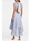 cheap Special Occasion Dresses-A-Line Floral Holiday Cocktail Party Dress High Neck Short Sleeve Asymmetrical Lace with Bow(s) Lace Insert 2021