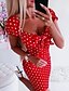 cheap Casual Dresses-Women&#039;s Sheath Dress Short Mini Dress Black Red Short Sleeve Polka Dot Square Neck S M L XL